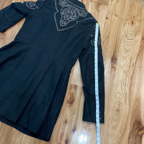 Free People coat Embellished embroidered Sergeant Jacket coat lined 4 charcoal - Picture 13 of 14